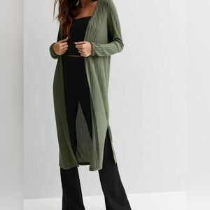 ESQUALO OLIVE GREEN LONG CARDIGAN SIZE SMALL